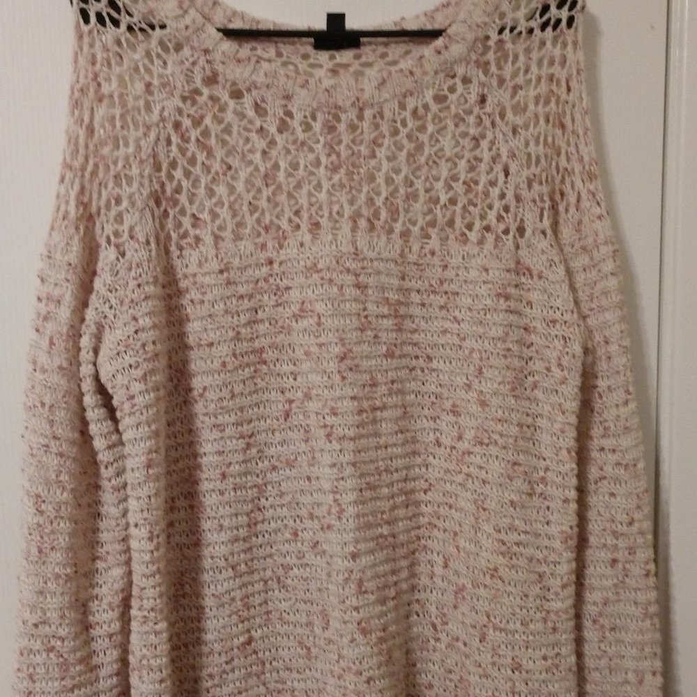 Torrid Open-Stitch Pink/White Sweater
